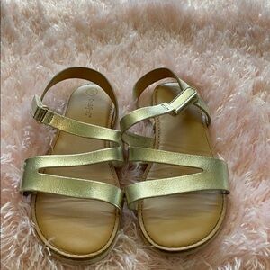 Cat & Jack Girls Gold Metallic Velcro Sandals